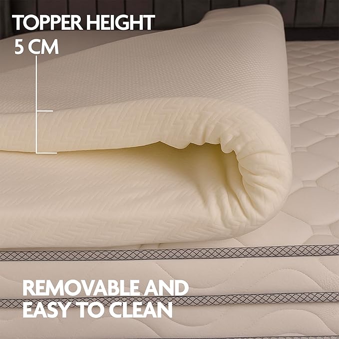Easeliving Mattress Foam Topper | Medium Soft Foam with Breathable Knit Fabric Cover