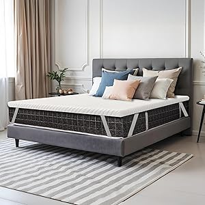 Easeliving Mattress Topper | 5cm Medium Soft Foam with Breathable Knit Fabric Cover & Zipper | Elastic Corner Straps | Comfort, Support & Cooling | Ideal for Firm Mattresses